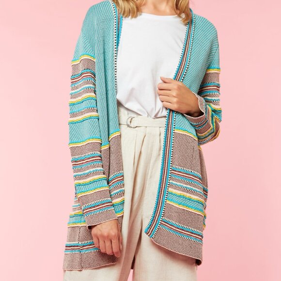 ANTHROPOLOGIE ASHBORO AMO STRIPED CARDI SWEATER by ALDOMARTINS S - Picture 3 of 3